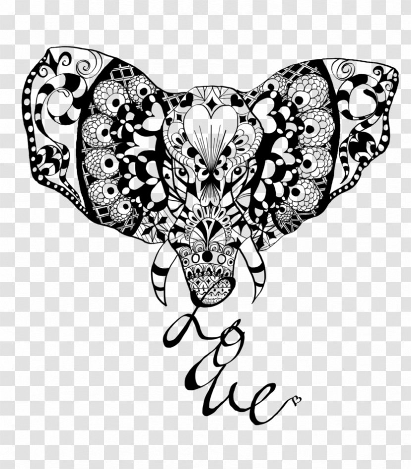 Moth Line Art Wing Visual Arts - Frame - Elephant Love Transparent PNG