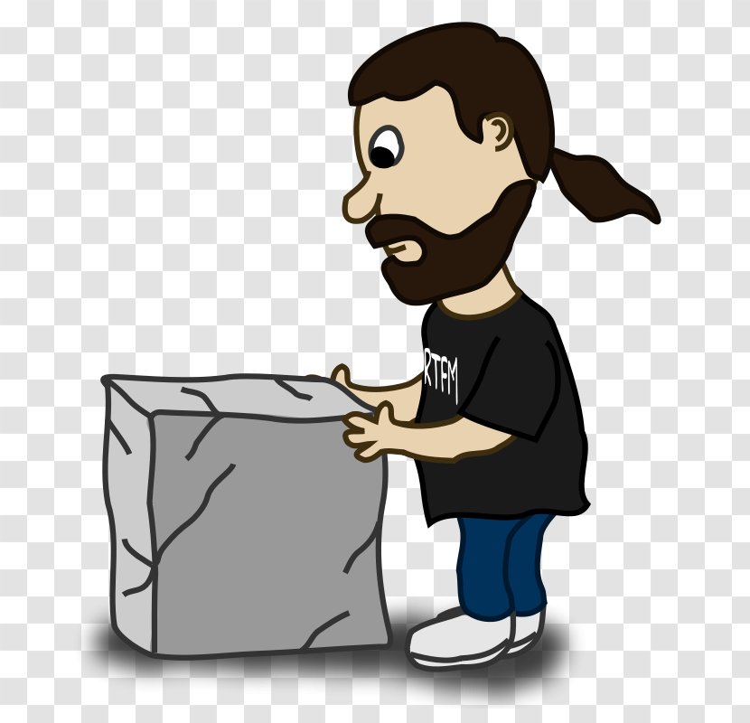 Stonemasonry Clip Art - Male - Long-haired Man Pushing A Stone Transparent PNG