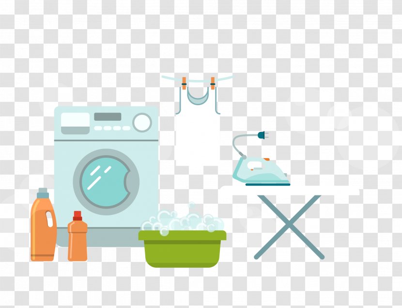 Flat Design Washing Machine Laundry Icon Transparent PNG
