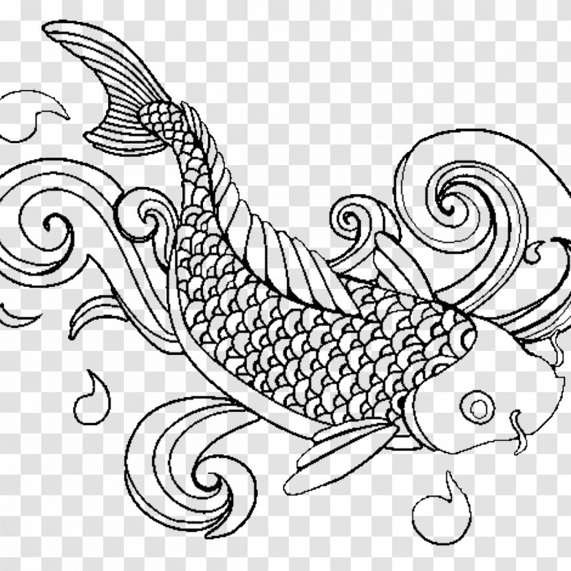 Coloring Book Adult Fish Child Koi - Kids Fishing Transparent PNG