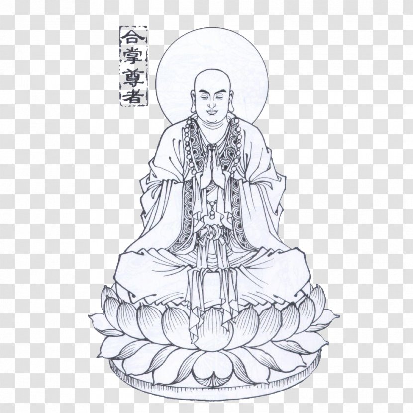 Buddhahood Buddhism Buddharupa Guanyin - Black And White - Hand-painted Buddha Transparent PNG