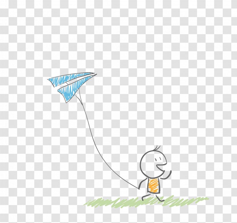 Cartoon Animation Download - Point - Small People Flying Kite Material Free To Pull Transparent PNG