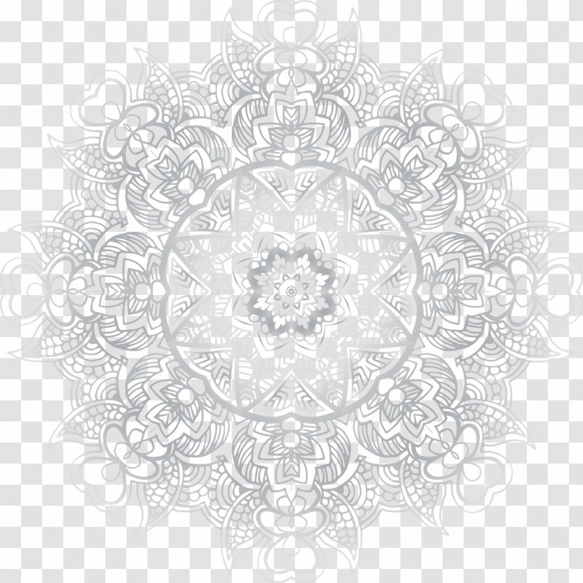 White Textile Circle Pattern - Hand Painted Gray Transparent PNG