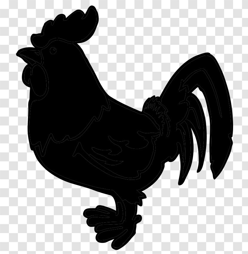 Rooster Silhouette Black Beak Chicken As Food - Blackandwhite Transparent PNG