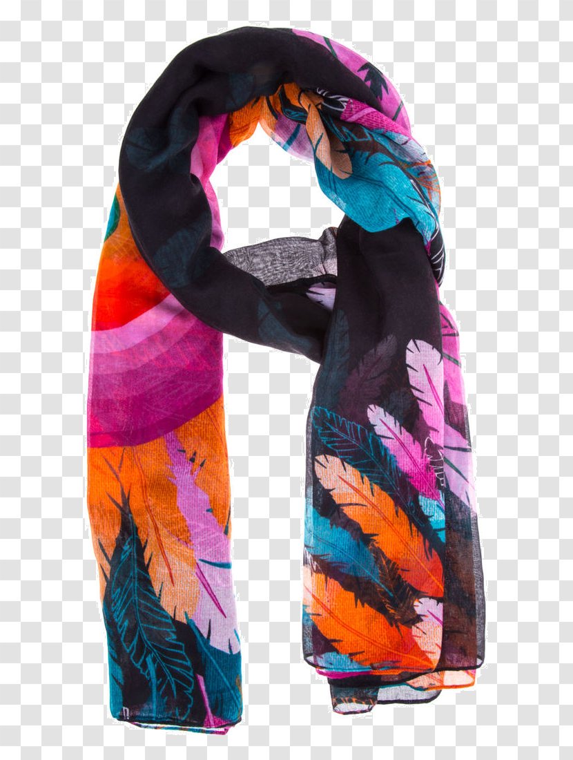 Coral Black Magenta Scarf Blue - Stole - Purple Transparent PNG