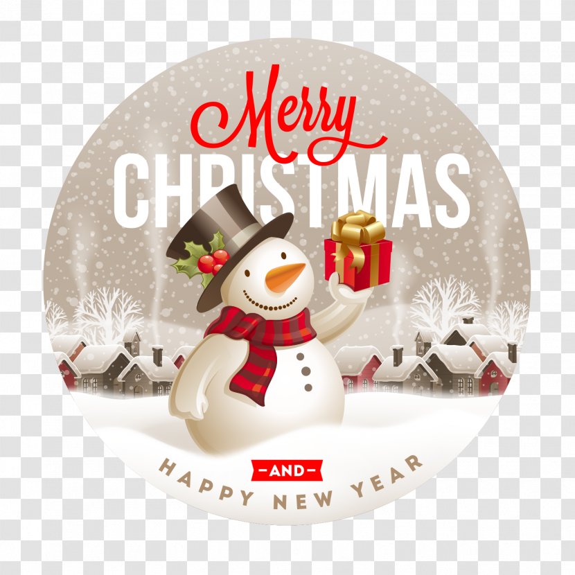 New Year Christmas Label Santa Claus - Snowman - Cute Round Transparent PNG