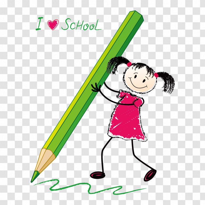 Student Cartoon Clip Art - Drawing - Vector Children Hold A Pen Transparent PNG