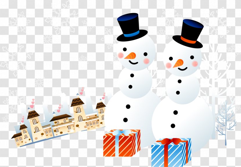 Cartoon Illustration - Art - Vector Snowman With Gift Transparent PNG