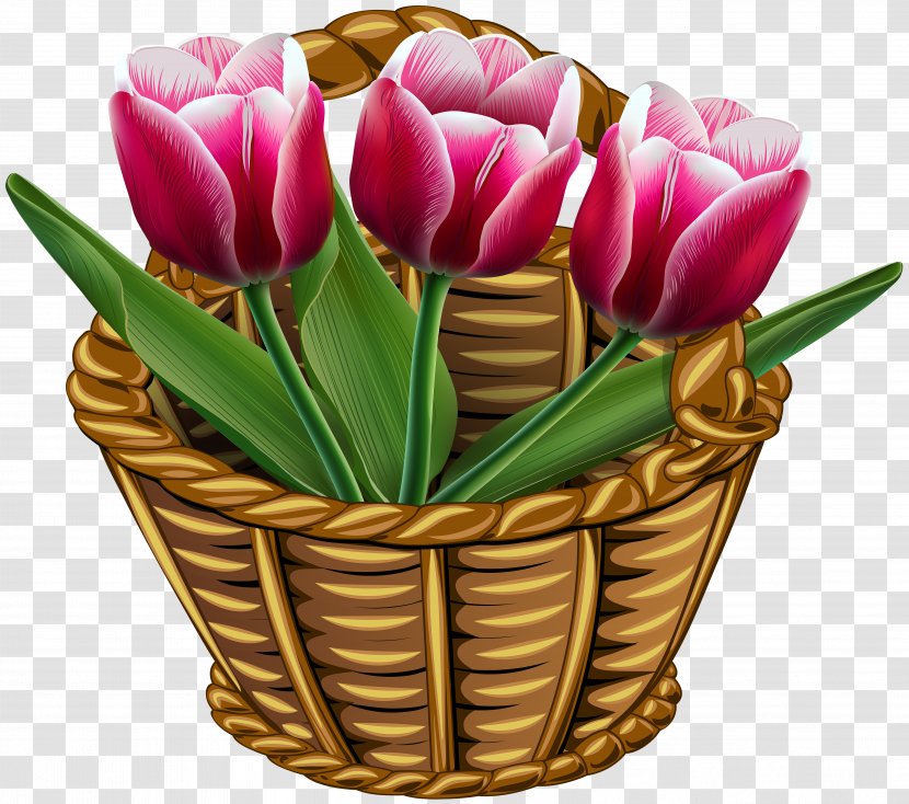 Tulip Flower Basket Clip Art - Royalty Free - With Tulips Transparent Image Transparent PNG