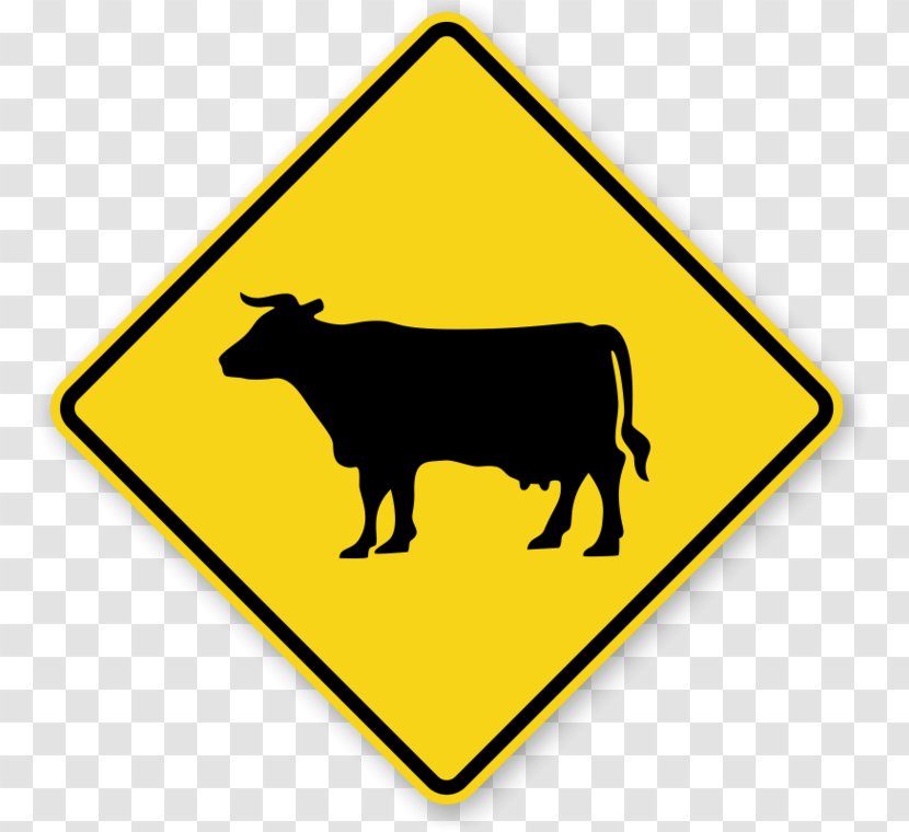 Cattle Pedestrian Crossing Warning Sign Traffic - Road - Drive Cliparts Transparent PNG