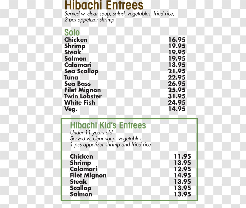 Hana Japanese Steakhouse And Sushi Lounge Food Dinner Cuisine Menu - Hibachi Transparent PNG