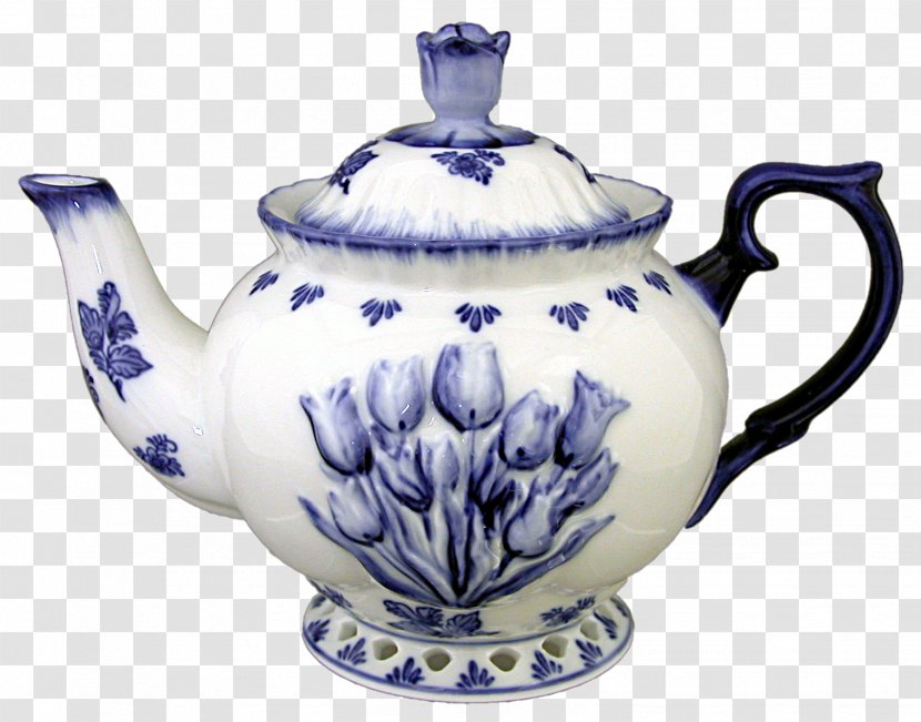 Blue And White Pottery Kettle Teapot Porcelain Delftware Transparent PNG