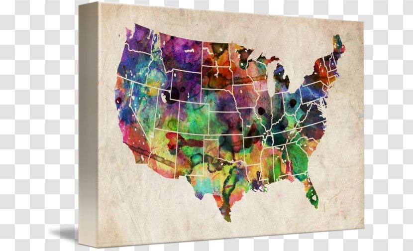 United States Watercolor Painting Art Map - Printmaking Transparent PNG