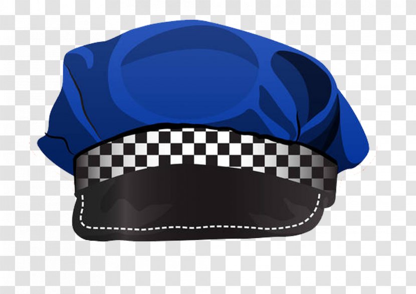 Cap Police Officer Royalty-free Illustration - Silhouette - Hand Painted Blue Band Along Hat Transparent PNG