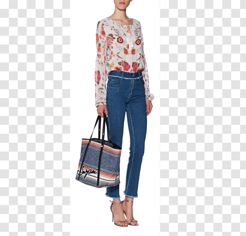 Jeans Shoulder Denim Fashion Handbag - Pocket M - Folk FLOWER Transparent PNG