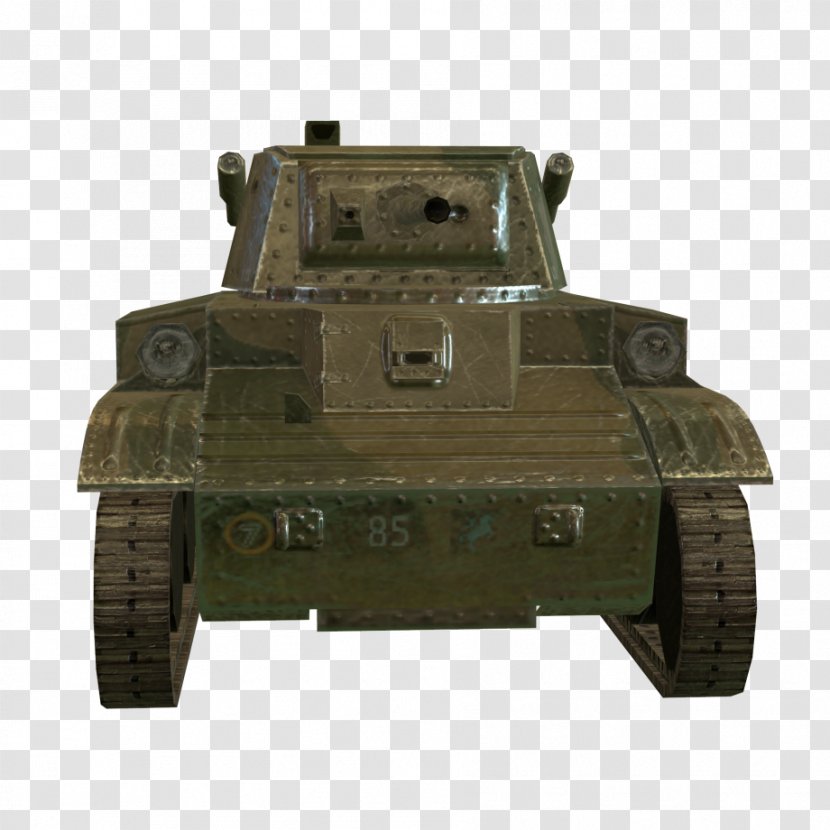 Churchill Tank Armored Car Artillery Gun Turret - Selfpropelled - Low Poly Topology Transparent PNG