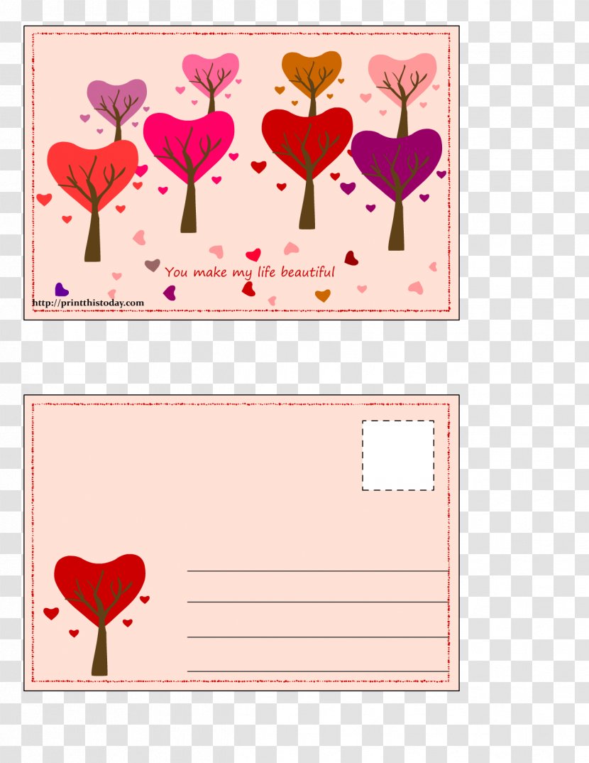 Post Cards Love Romance Greeting & Note Valentine's Day - Watercolor Transparent PNG