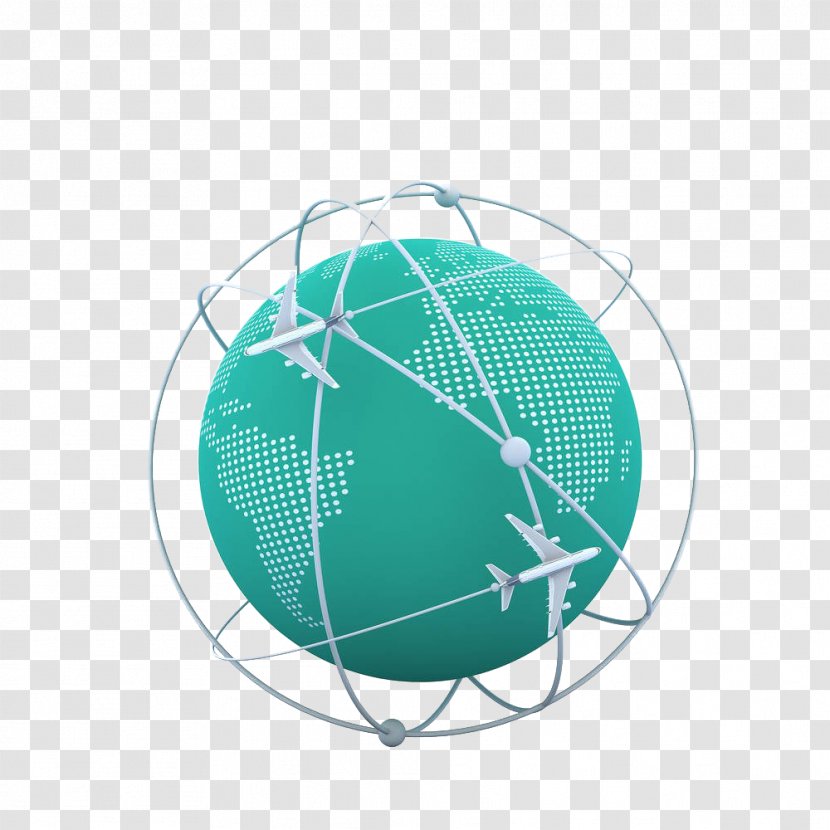 Airplane Flight Globe Aviation - World - Green Earth Airline Distribution Transparent PNG