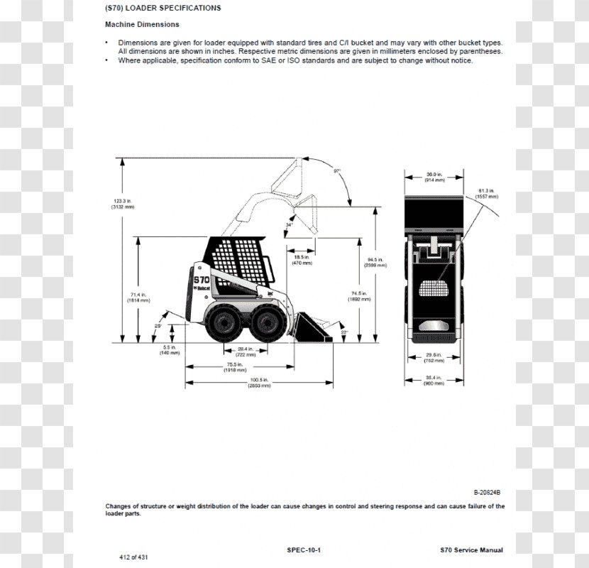 Skid-steer Loader Bobcat Company Bucket Compact Excavator - Technical Standard Transparent PNG