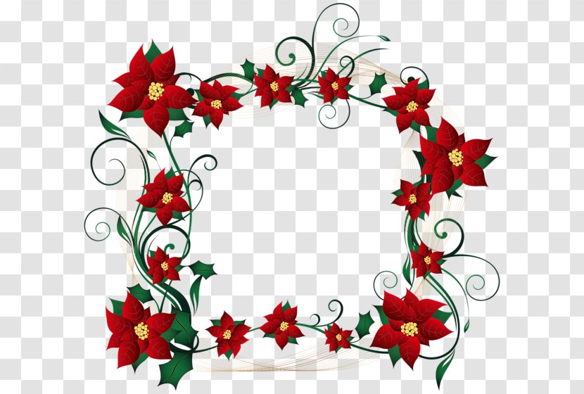Candy Cane Christmas Decoration Borders And Frames Clip Art - Floral Design - Flower Banner Transparent PNG