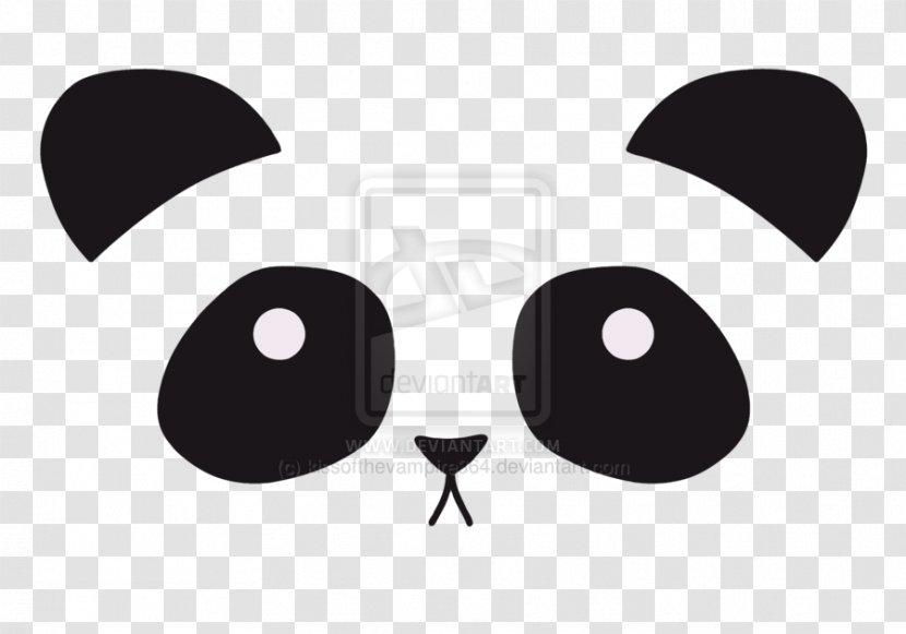 Giant Panda Bear Red Cuteness Face - Black And White Transparent PNG