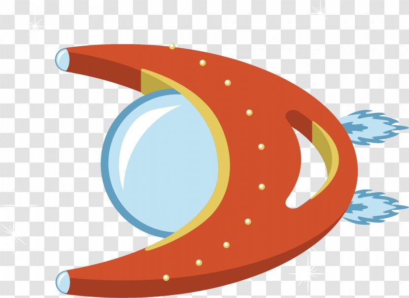 Cartoon Spacecraft Clip Art - Unidentified Flying Object - Half Moon Ship Transparent PNG