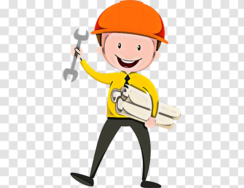 Cartoon Construction Worker Solid Swing+hit Hard Hat Transparent PNG