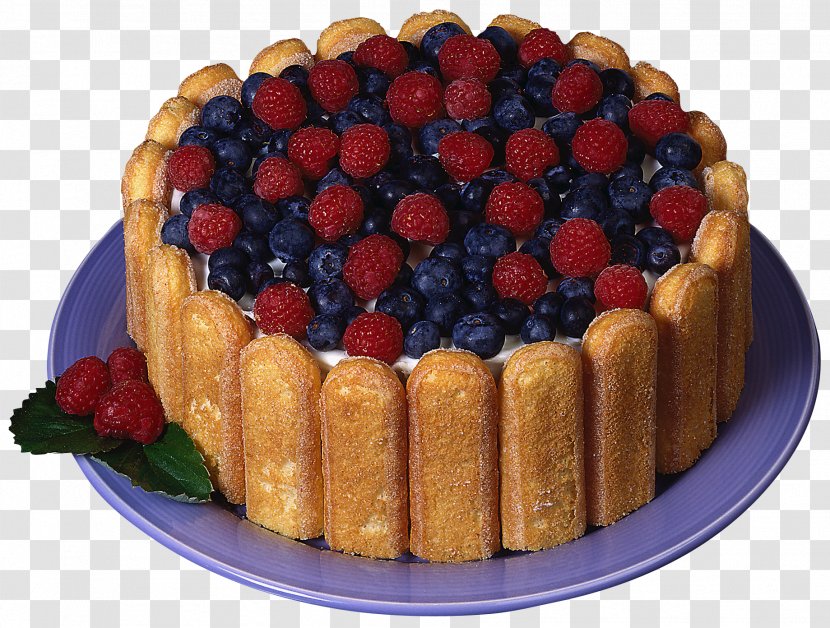 Charlotte Chocolate Cake Ladyfinger Christmas - Fruit - With Raspberries And Blueberries Picture Transparent PNG