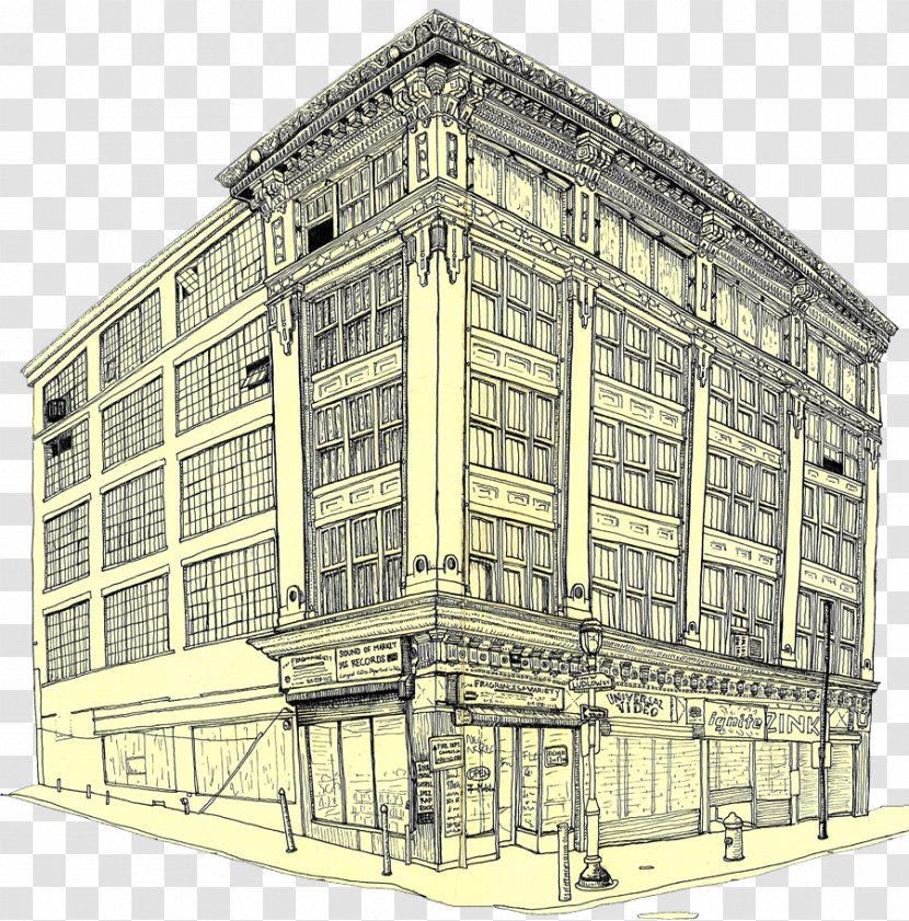 Perspective City And Suburban Architecture Drawing Facade - Commercial Building Transparent PNG