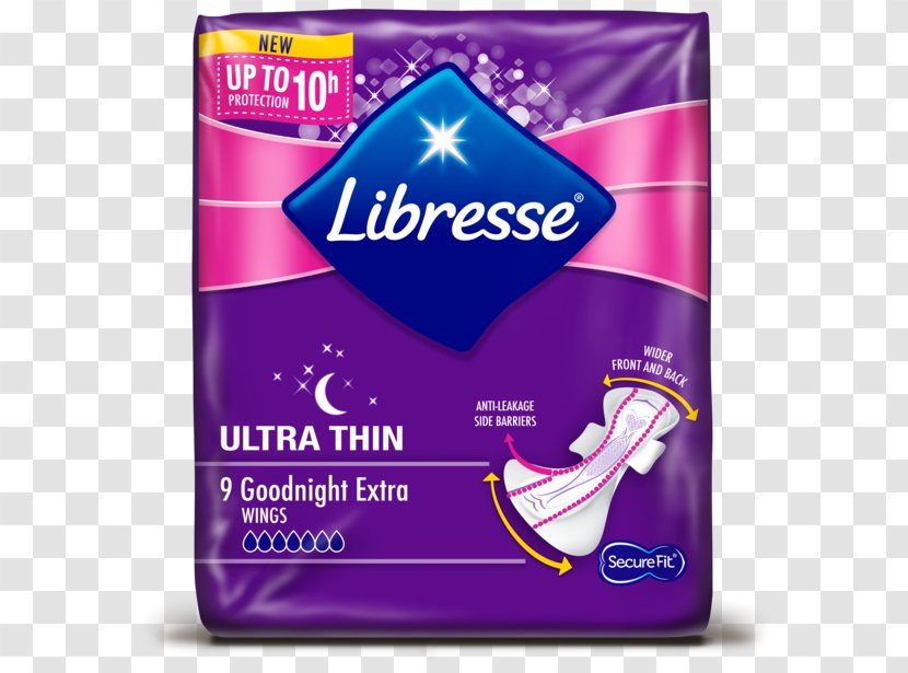 Libresse Ultra Goodnight Extra Wing Maandverband Thin With Wings 10 Pcs Sanitary Napkin Feminine Supplies - Products Transparent PNG
