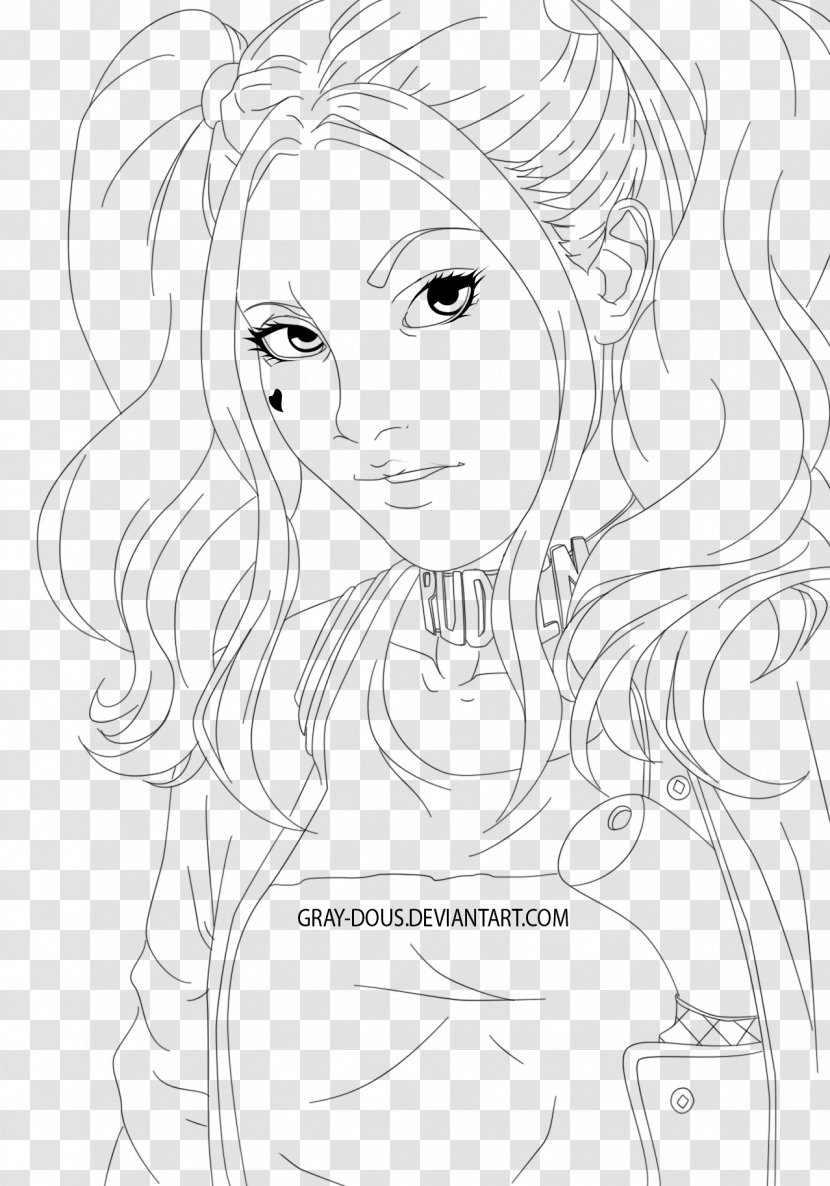 Harley Quinn Line Art Drawing Sketch - Cartoon - Harlequin Transparent PNG