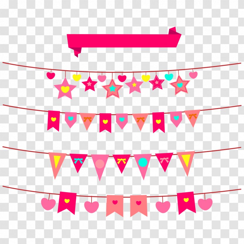 Flag Banner Valentine's Day Pattern - Area - Tanabata Festival To Pull Flags Transparent PNG