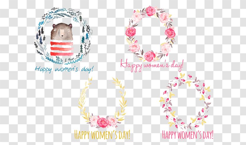 International Womens Day Graphic Design Wreath Woman - Brand - Artistic Hand-painted Thirty-eight Women's Happy Transparent PNG