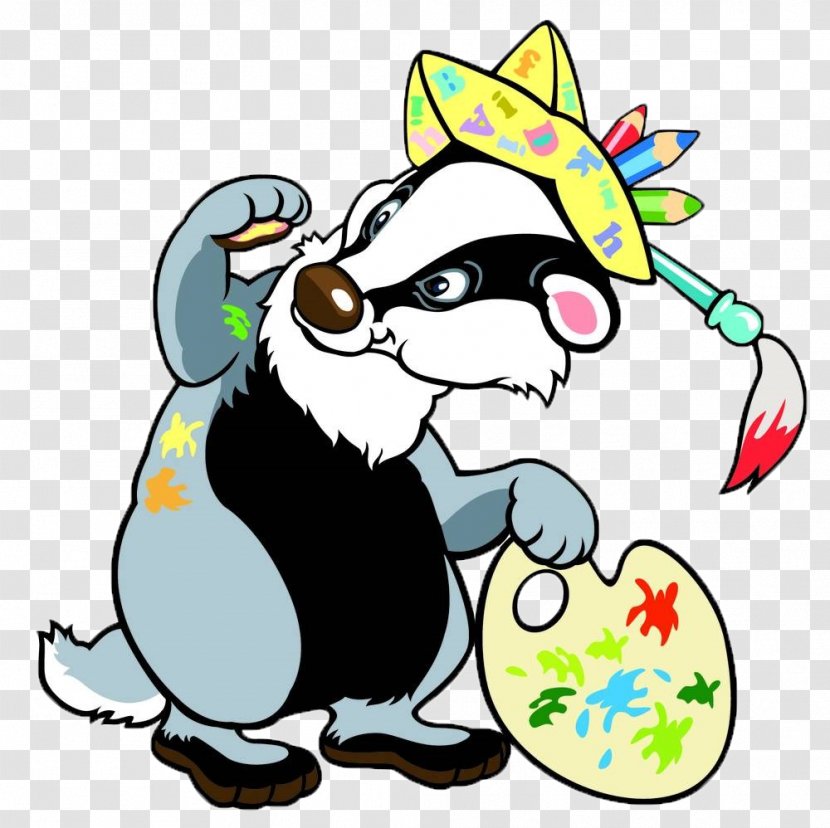 Badger Cartoon Royalty-free Clip Art - Painting The Little Fox Transparent PNG