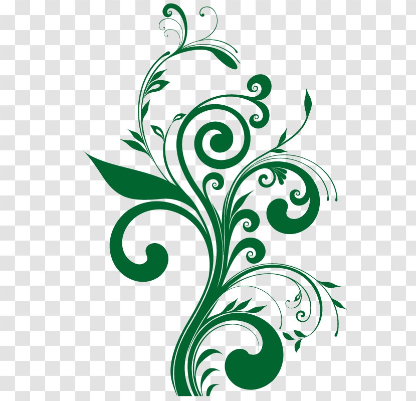 Floral Design Drawing Black And White Pattern - Green - Flower Transparent PNG