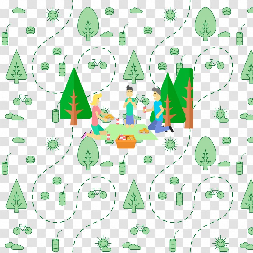 Clip Art - Artwork - Three Family Picnic Vector Material Transparent PNG