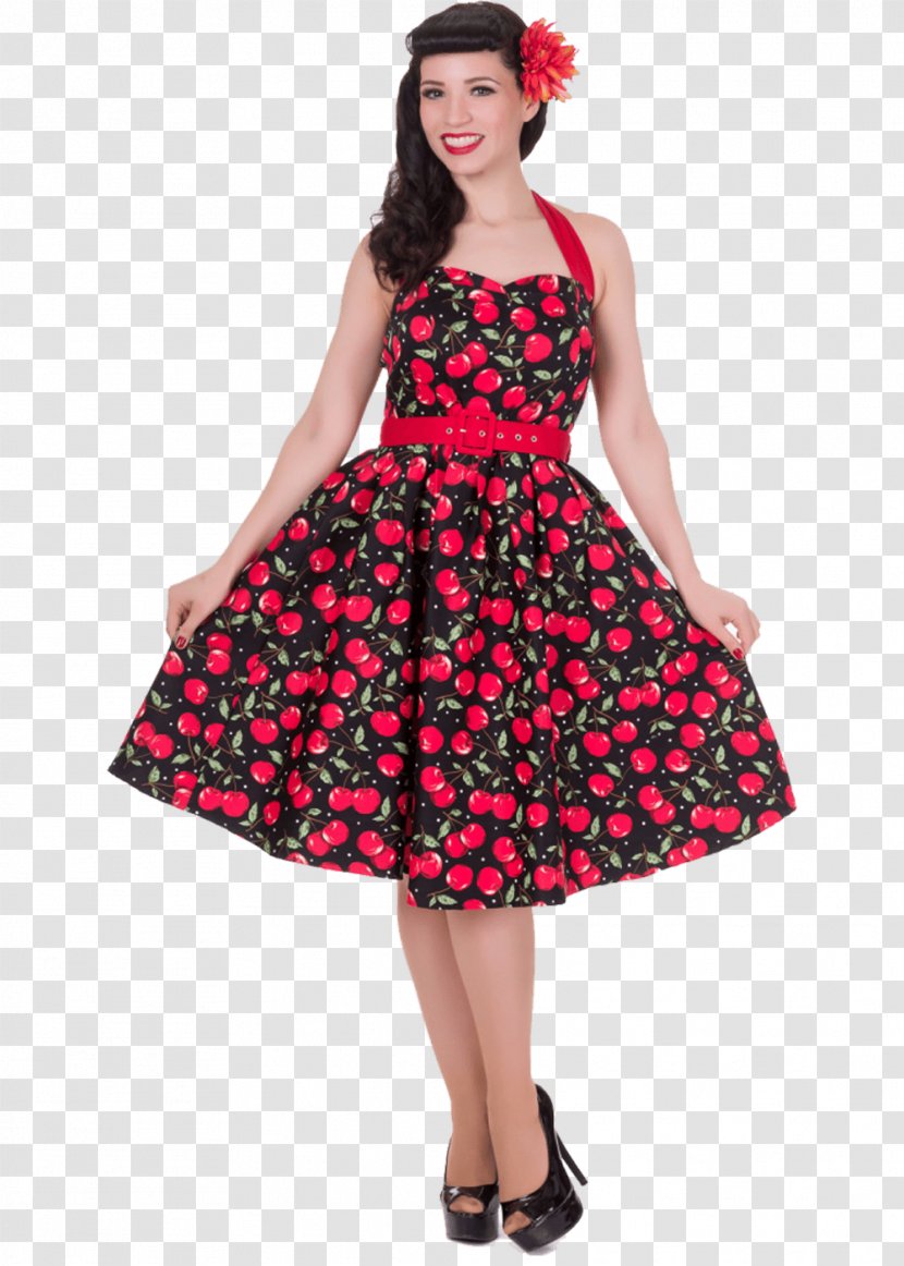1950s Dress Polka Dot Clothing Halterneck - Magenta - Dolly Transparent PNG