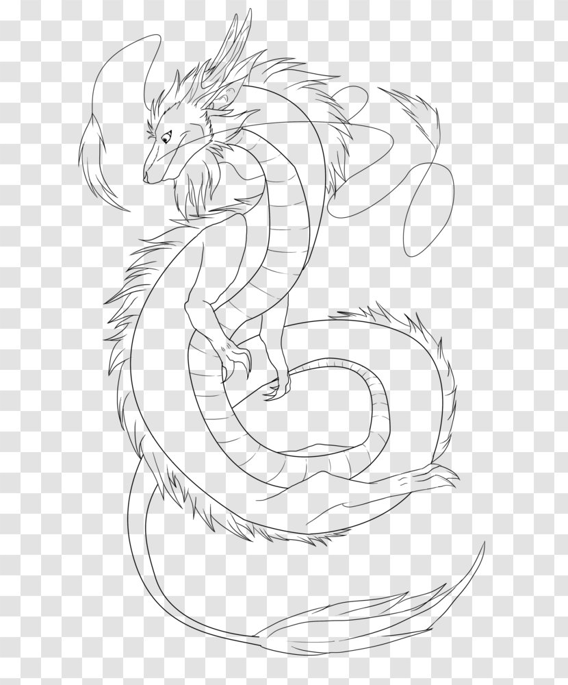 Line Art Chinese Dragon Drawing China - Organism Transparent PNG
