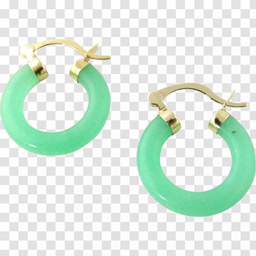 Earring Turquoise Colored Gold Gemstone - Jadeite Transparent PNG