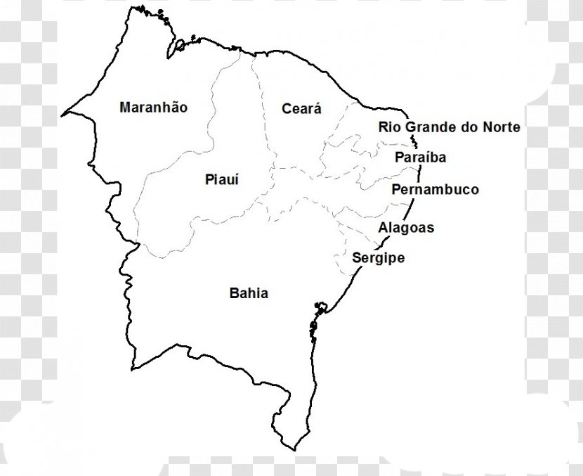 Map Northeast Region, Brazil North Coloring Book Line Art - February 17 Transparent PNG