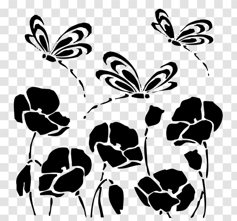 Stencil Drawing Silhouette Poppy - Text Transparent PNG