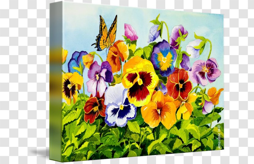 Watercolor Painting Pansy Art Flower - Artist - Glossy Butterflys Transparent PNG