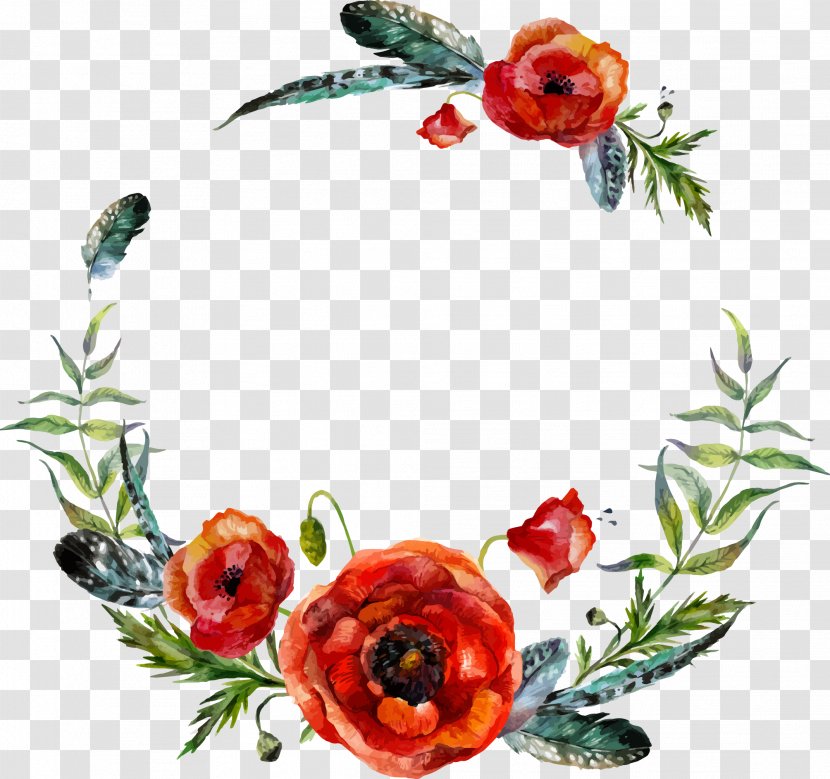 Wreath Flower Stock Illustration - Royalty Free - Vector Watercolor Leaf Decoration Transparent PNG
