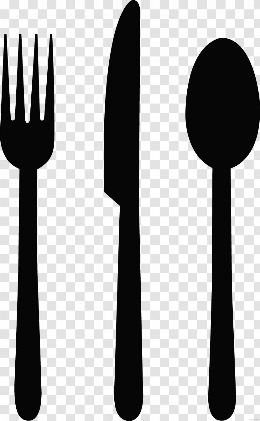 Knife Cutlery Fork Spoon Clip Art - Black And White Transparent PNG