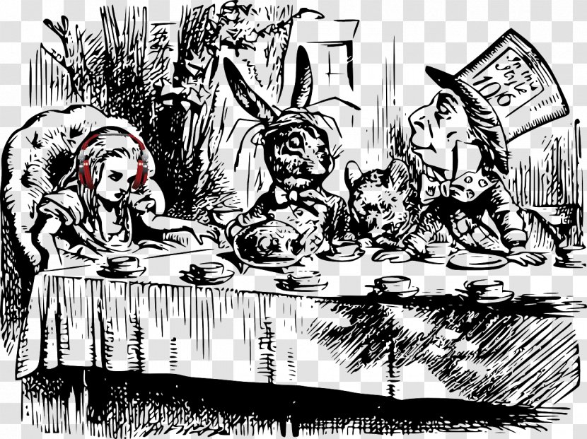 Alice's Adventures In Wonderland Mad Hatter Tea White Rabbit Cheshire Cat Transparent PNG
