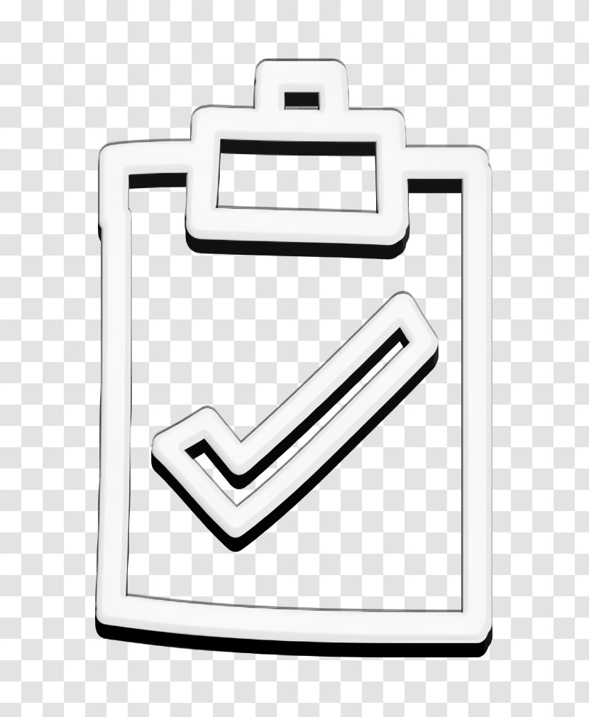 Hand Drawn Icon Clipboard Icon Completed Tasks Hand Drawn Clipboard Sign With Verification Mark Icon Transparent PNG