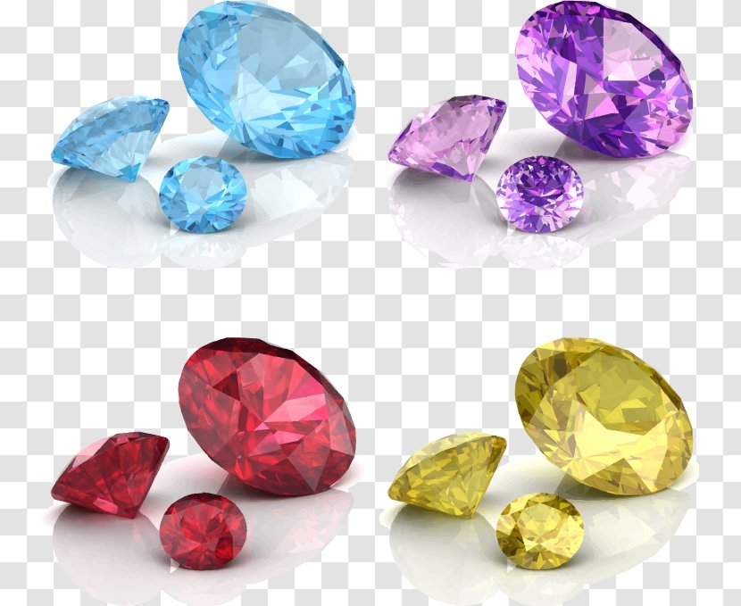 Diamond Color Gemstone Jewellery - Vector Colored Diamonds Transparent PNG