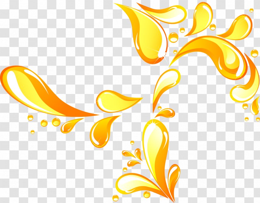 Yellow Drop Liquid Clip Art - Water - Beautiful Golden Drops Transparent PNG