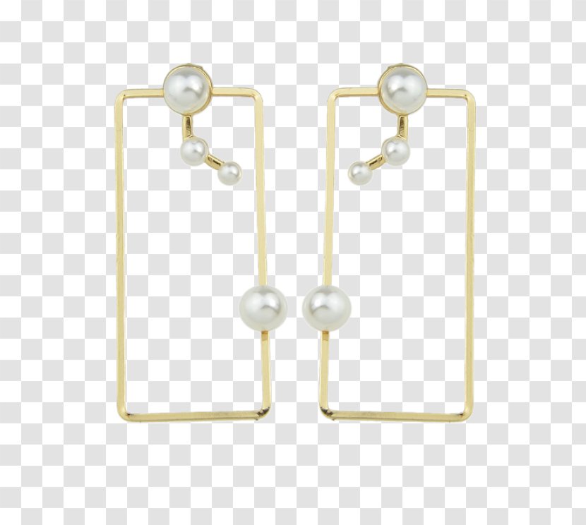 Earring Pearl Silver Jewellery Fashion - Geometric Golden Transparent PNG