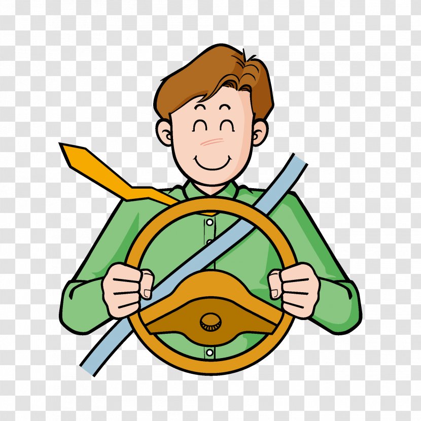 Driver Cartoon Poster - Raster Graphics - Take The Steering Wheel Of Man Transparent PNG